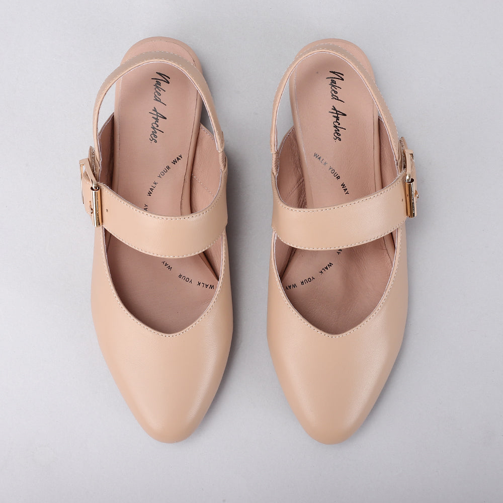 Naked Arches Yoko Sandals featuring a sleek leather strap design and cushioned footbed for comfortable wear.