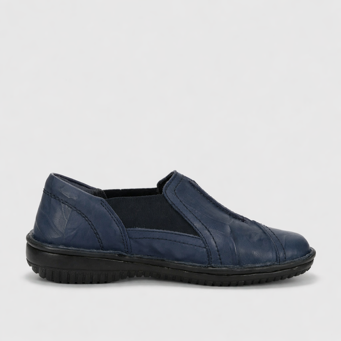 CABELLO 761-27 Navy casual shoes featuring navy blue fabric upper and white rubber sole, stylish and comfortable footwear.