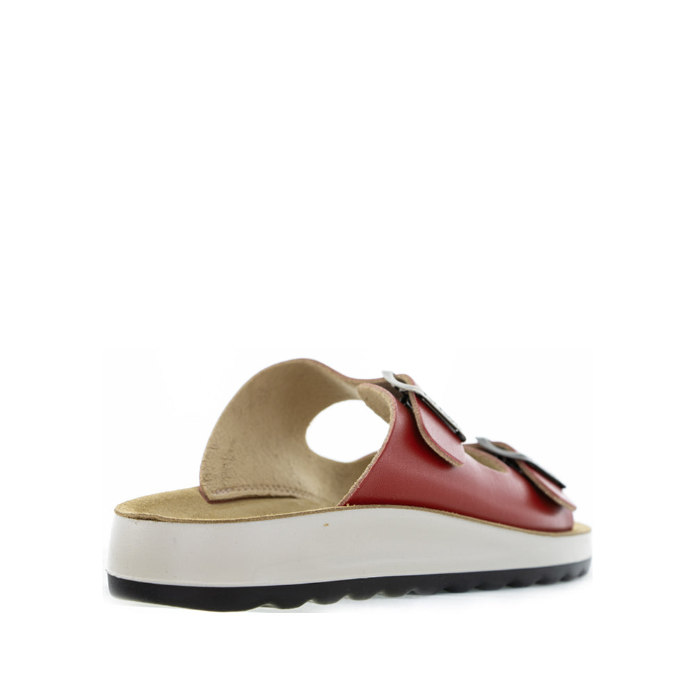 Fly Flot blue and red flats with comfortable slip-on design, featuring a sleek, stylish look and soft sole for everyday wear.