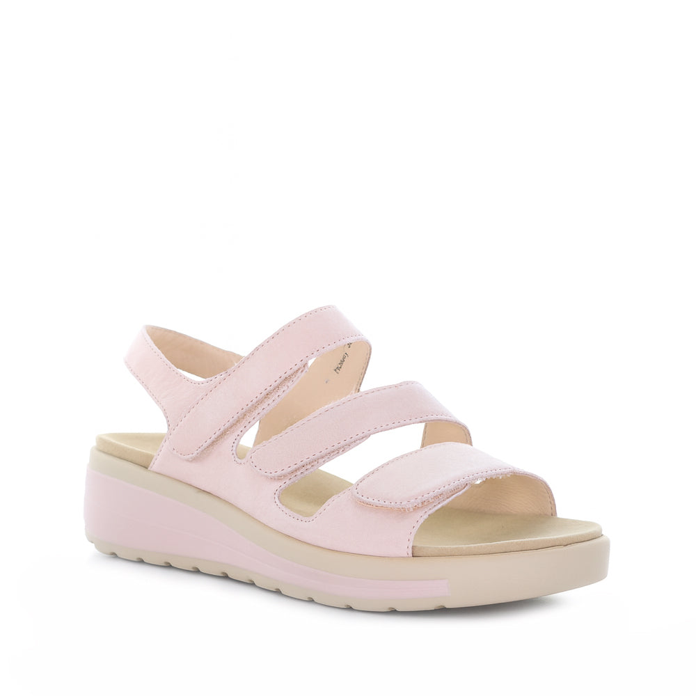 NAKED ARCHES Holiday Blush sandals with strappy design and cushioned soles, featuring a stylish and comfortable look.