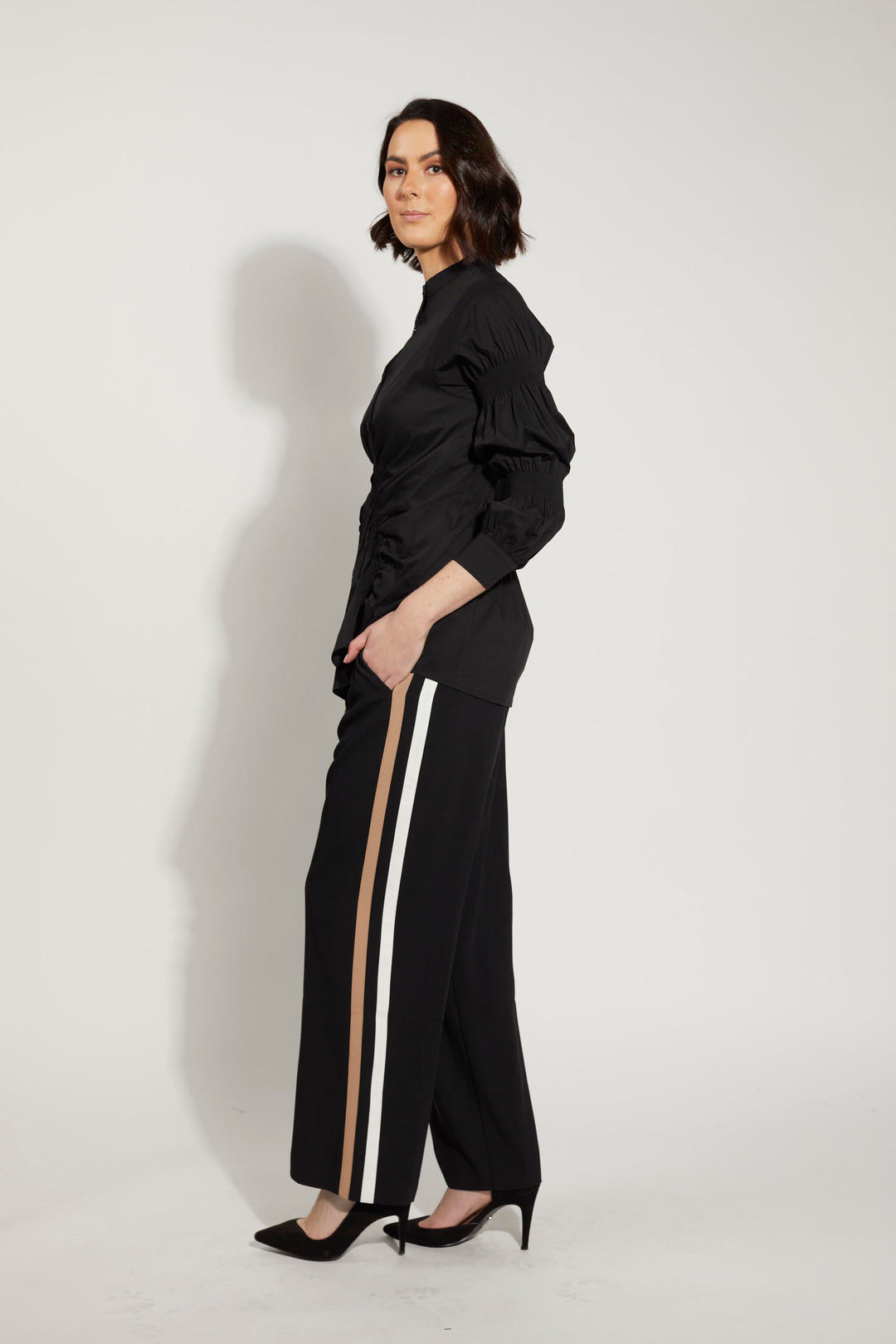 DRAMA THE LABEL FORDE PANT BLACK TAN/CREAM Women Pants & Trousers - Zeke Collection NZ
