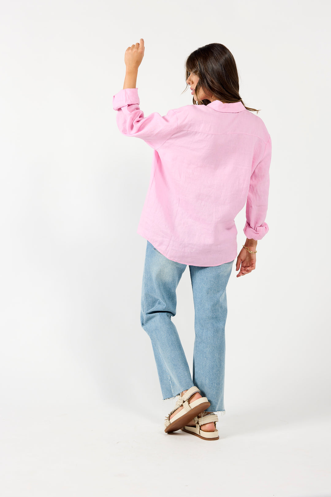 Drama The Label The Shirt Candy, a stylish blouse with a vibrant pattern, shown on a hanger with a plain background.