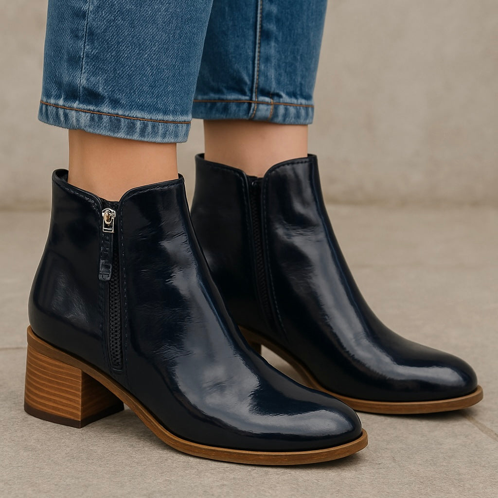 NAKED ARCHES OXLEY NAVY PATENT Women Boots - Zeke Collection NZ