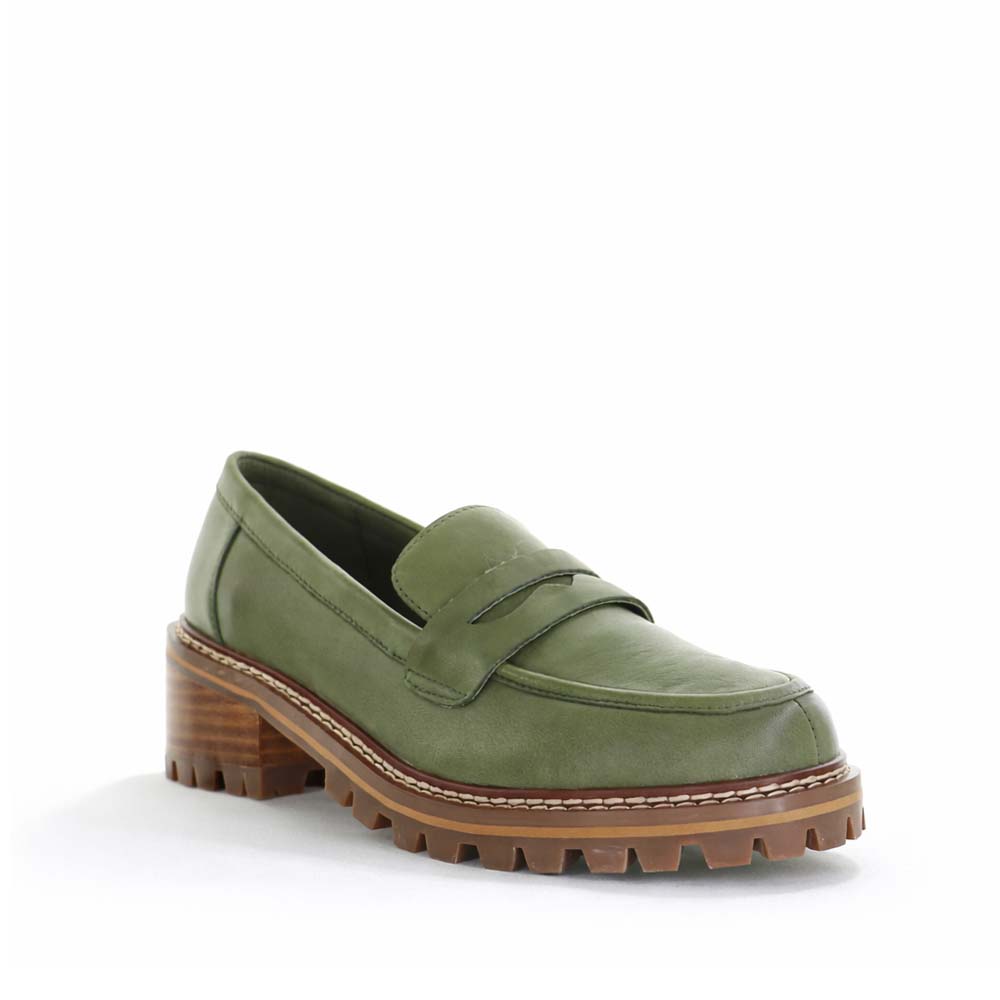 Le Sansa Zoey DK Olive casual shoes with a sleek design and olive green color, perfect for everyday wear.