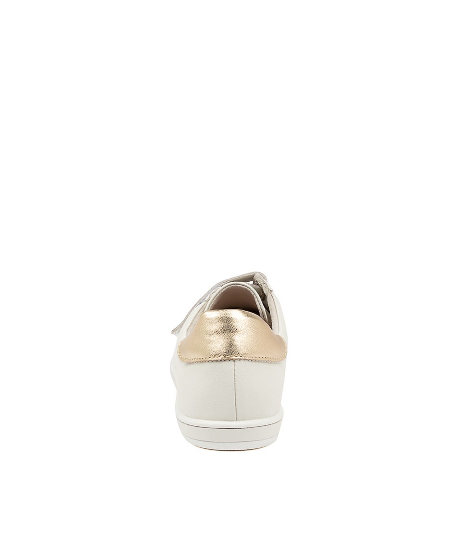 White gold ALFIE & EVIE Geoffrey sneakers with stylish design, featuring white and gold accents and a comfortable sneaker silhouette.