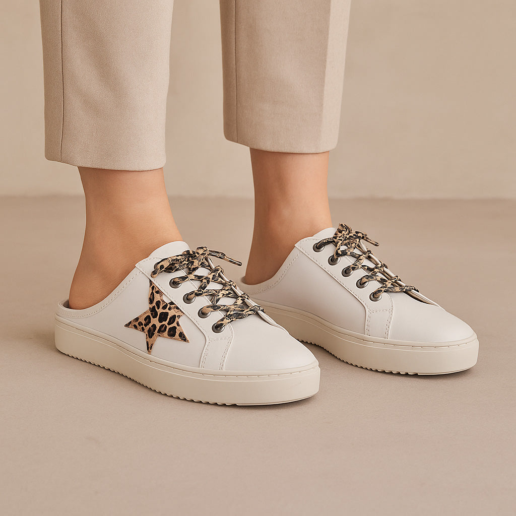 ALFIE &amp; EVIE VANGO WHITE BROWN Women Flats - Zeke Collection NZ