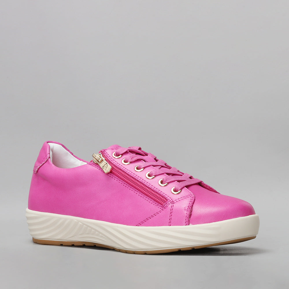 Pink Naked Arches Alia sneakers with white soles and sleek design, featuring a vibrant hot pink color and comfortable fit.