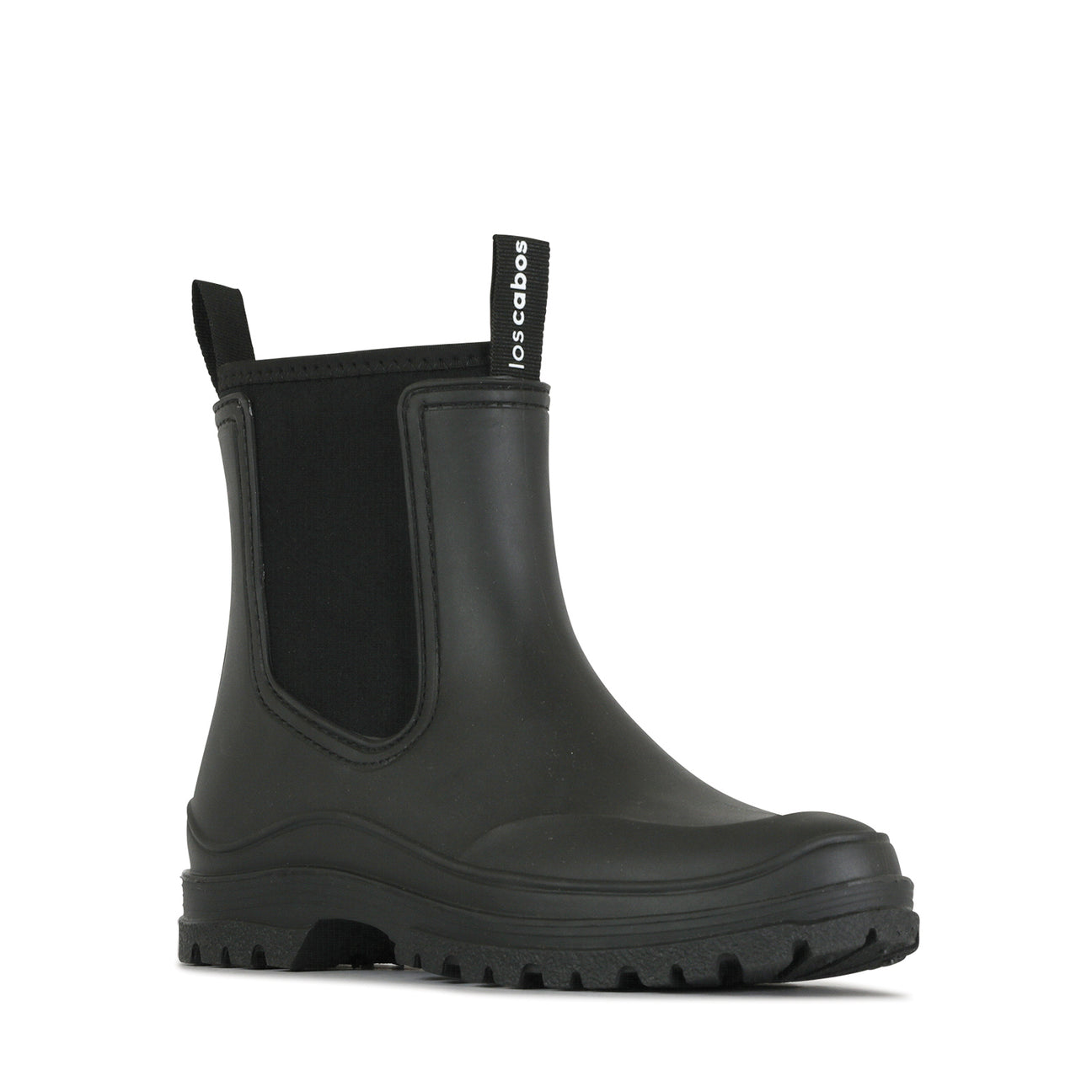 Black LOS CABOS Amelia boots with a sleek design and pointed toe, featuring a stylish ankle-height silhouette.