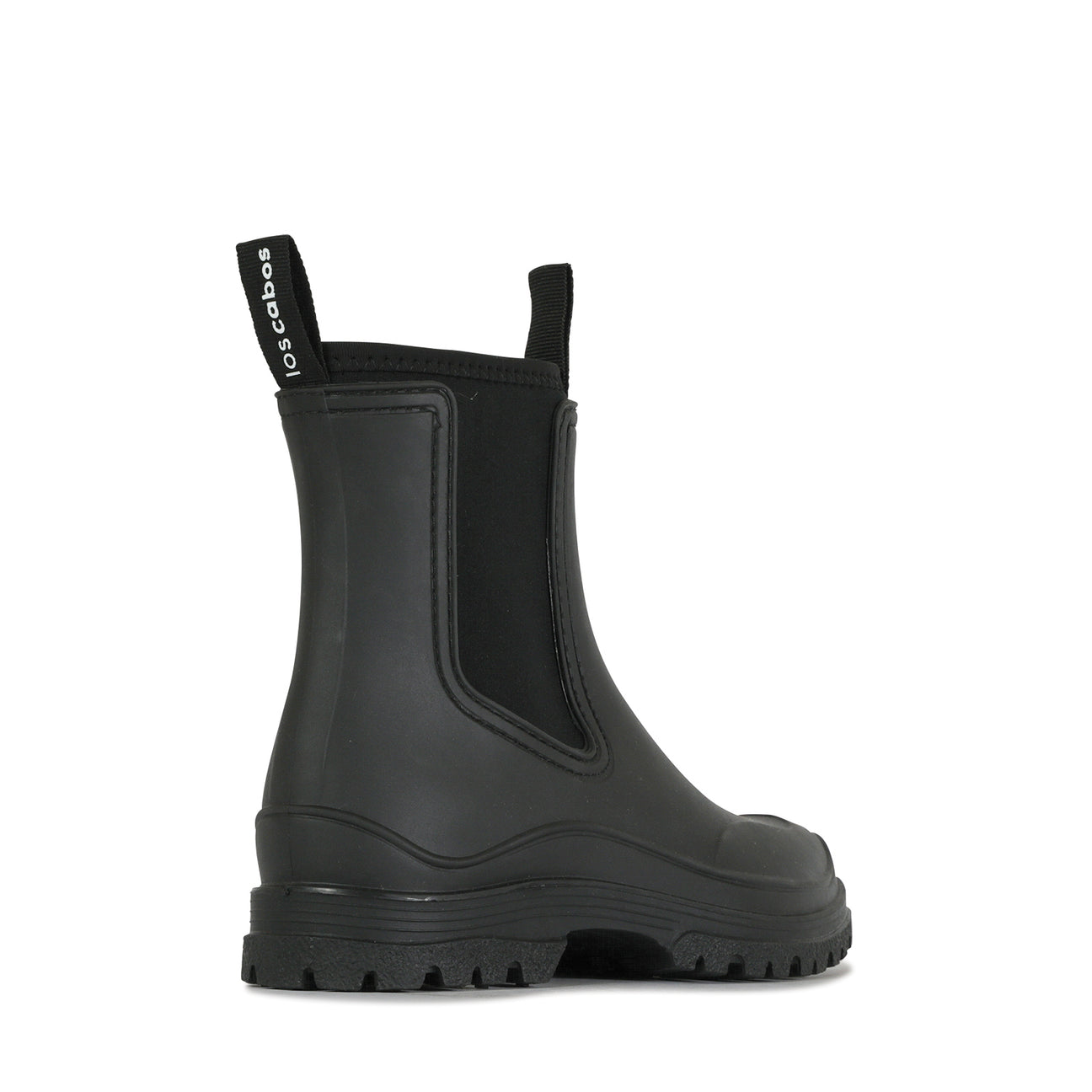 Black LOS CABOS Amelia boots featuring sleek leather design and stylish ankle-high silhouette.