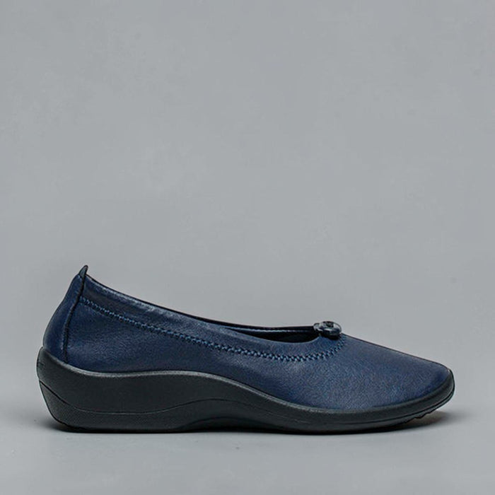 Blue Arcopedico Cabrera ballet flats with a sleek, comfortable design and rounded toe, perfect for casual or dressy wear.