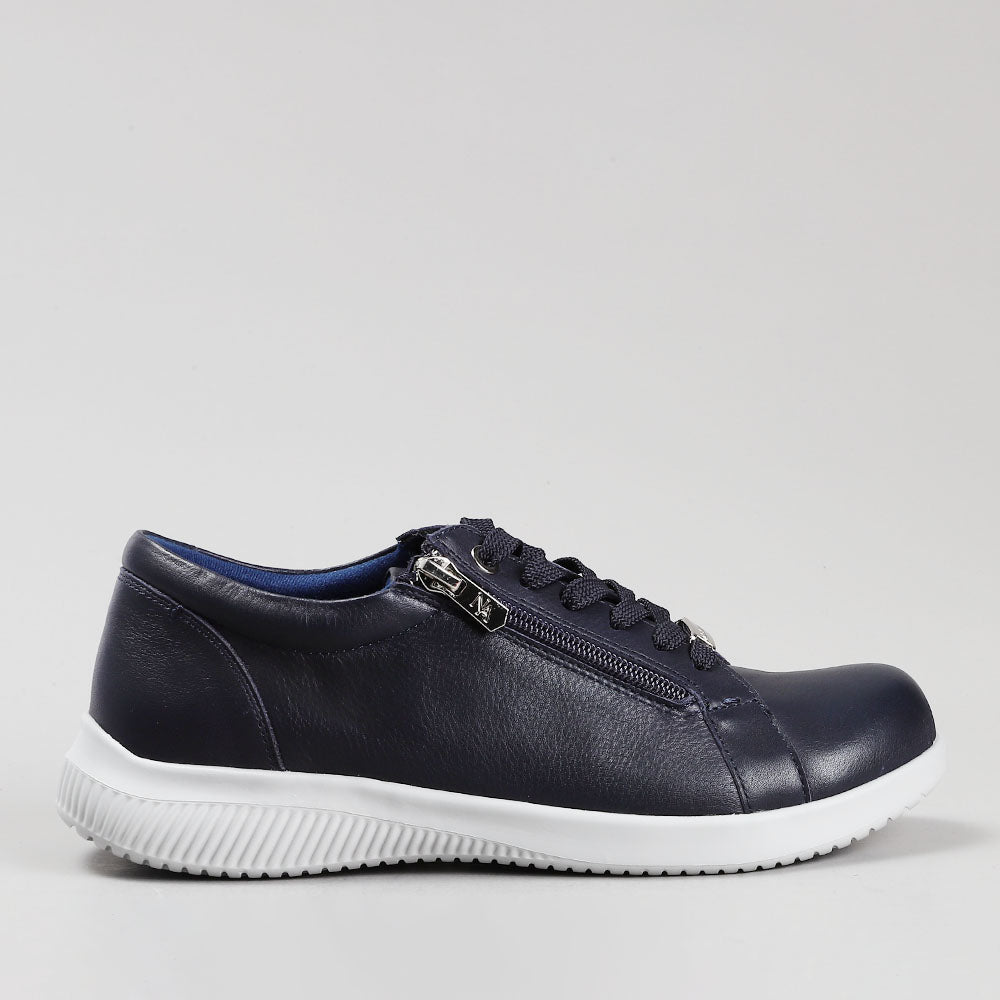 Naked Arches Avi Navy sneakers with navy blue and white design, featuring athletic style and comfortable fit.