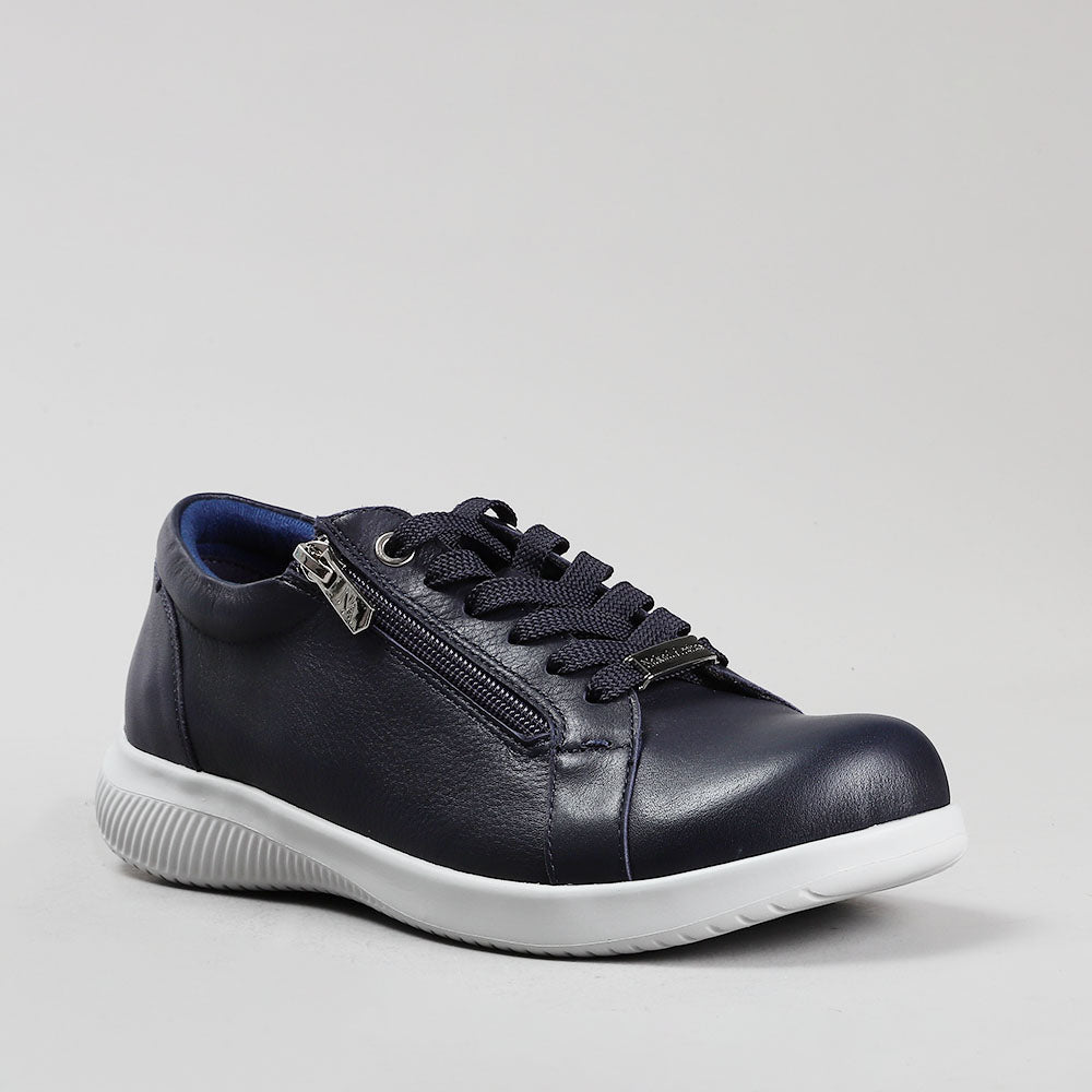 Naked Arches Avi Navy sneakers featuring navy blue upper, white sole, and casual athletic style for everyday wear.