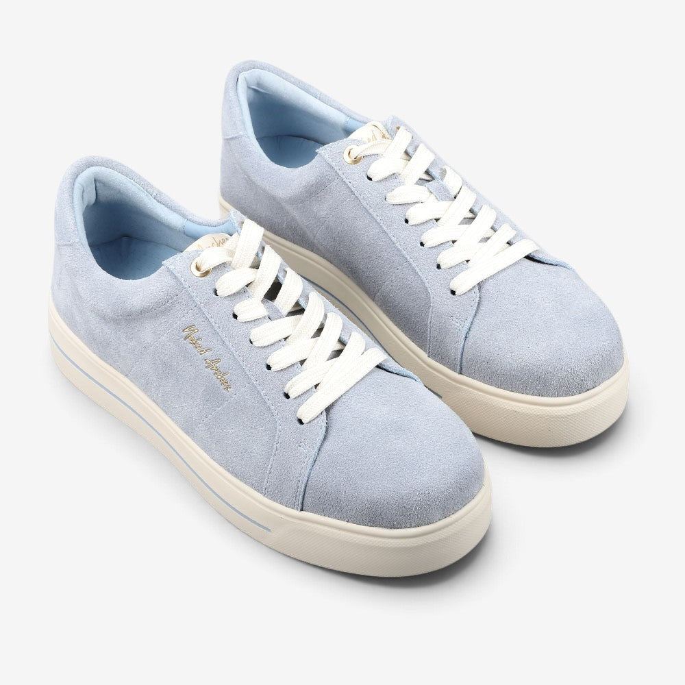 Naked Arches Azealia denim sneakers with suede accents, featuring a casual slip-on design and stylish denim upper.