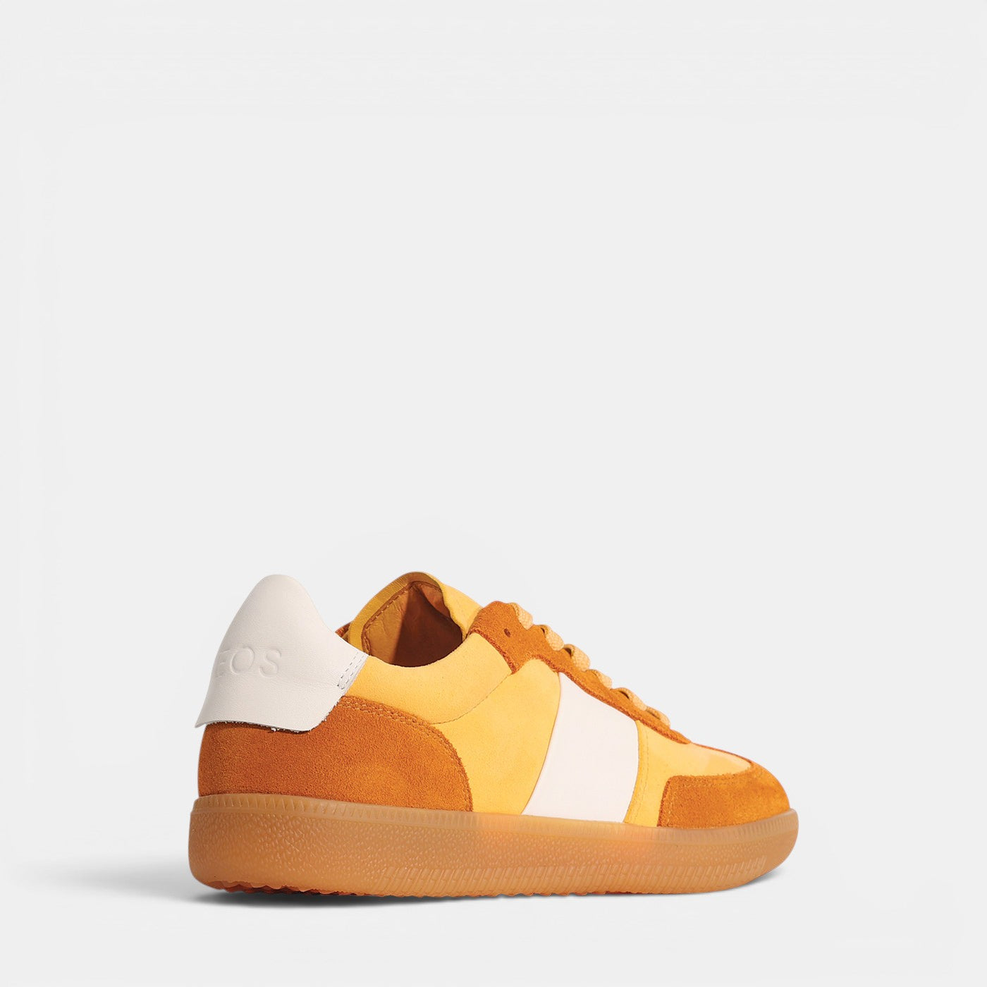 EOS Antigo Yellow sneakers featuring a vibrant yellow design and sporty style, shown from the side view with laces visible.