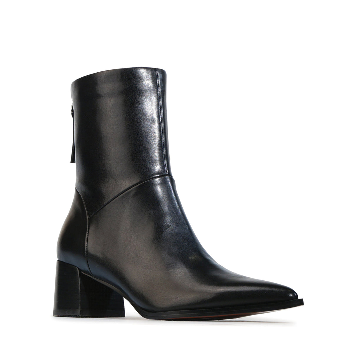 Eos Auroa Black boots with sleek black leather design and stylish ankle-high silhouette.
