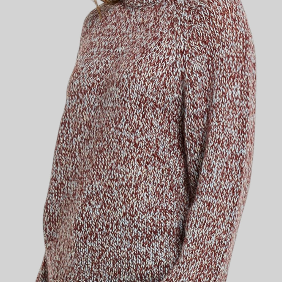Betty Basics Gracie multi red sweater featuring a cozy, stylish knit design, displayed on a neutral background with folded sleeves.