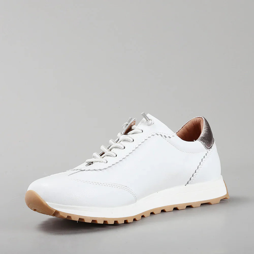 CC RESORTS Bostony02 white and champagne sneakers with stylish design and comfortable fit, shown on a clean background.