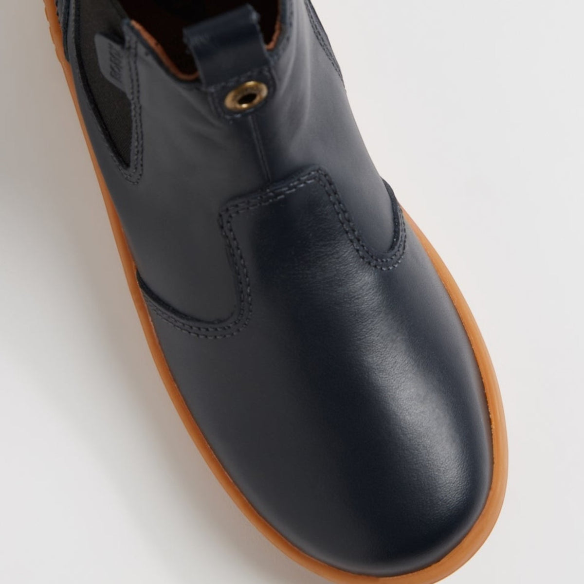 Baby Bobux Jodhpur navy baby boots with soft leather and elastic sides for easy wear and comfortable fit.