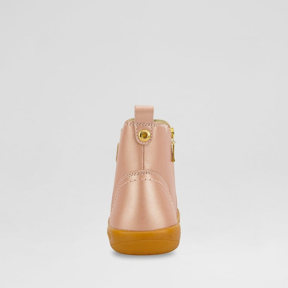 Baby Boots by Bobux in Jodhpur Rose Gold color, showing soft leather upper and comfortable sole, designed for stylish little feet.