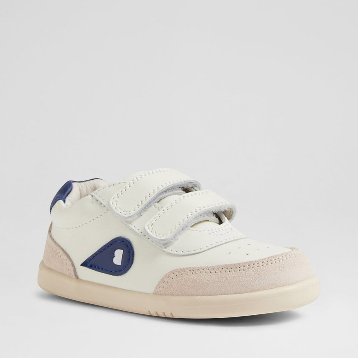 Baby Bobux Champ Chalk Gentian Blue sneakers with soft fabric and Velcro straps, perfect for little feet.