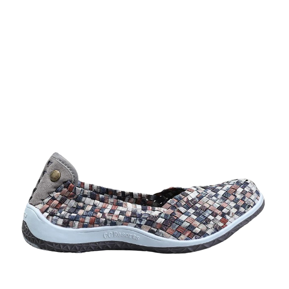 CC Resorts Sugar Brown Multi flats with brown and colorful straps, stylish and comfortable footwear for casual wear.