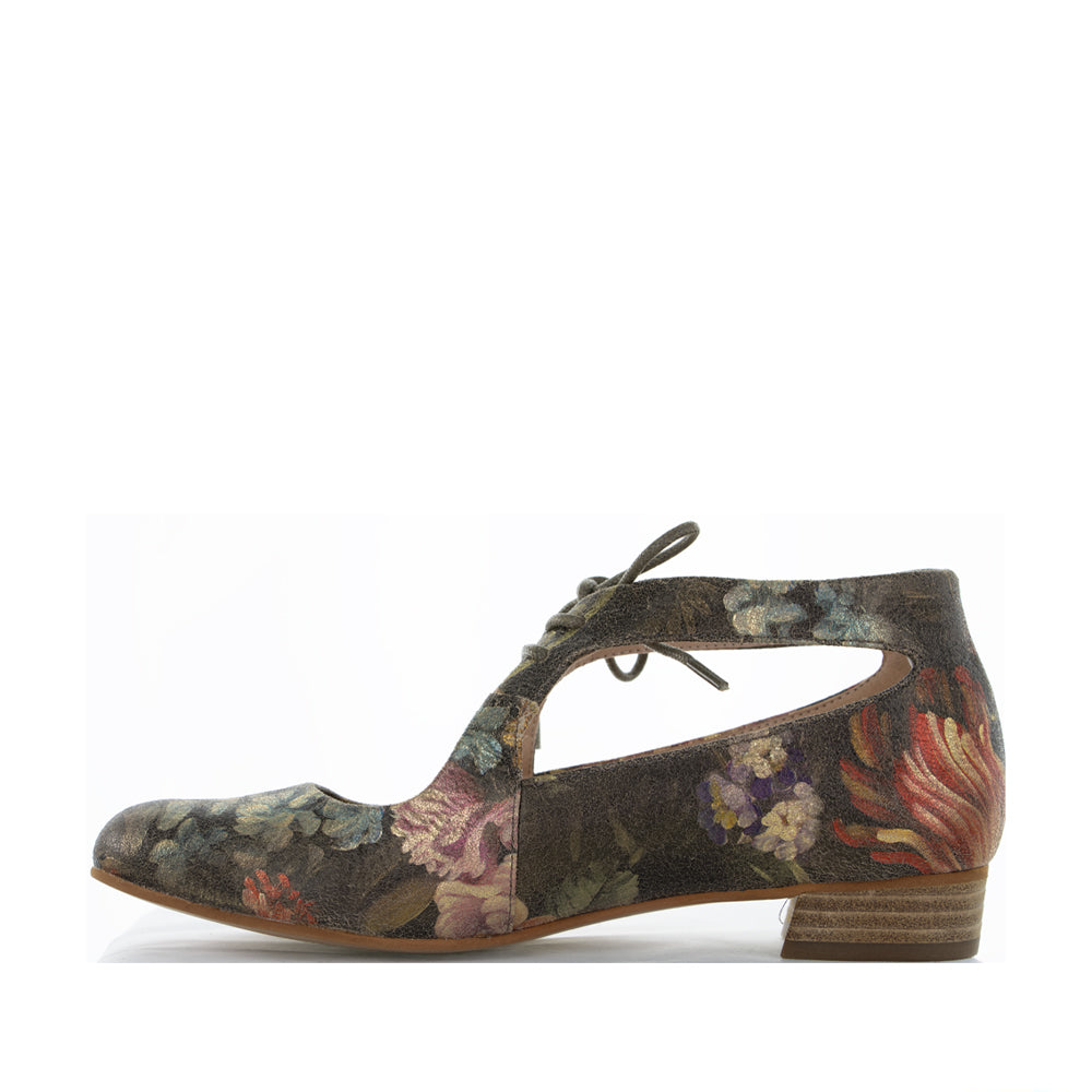 Le Sansa Boss Red Floral Print sandals with vibrant red floral patterns and open-toe design, perfect for summer wear.
