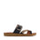 Black Los Cabos Bria slip-on shoes with raffia detailing, showcasing a stylish and comfortable footwear option.