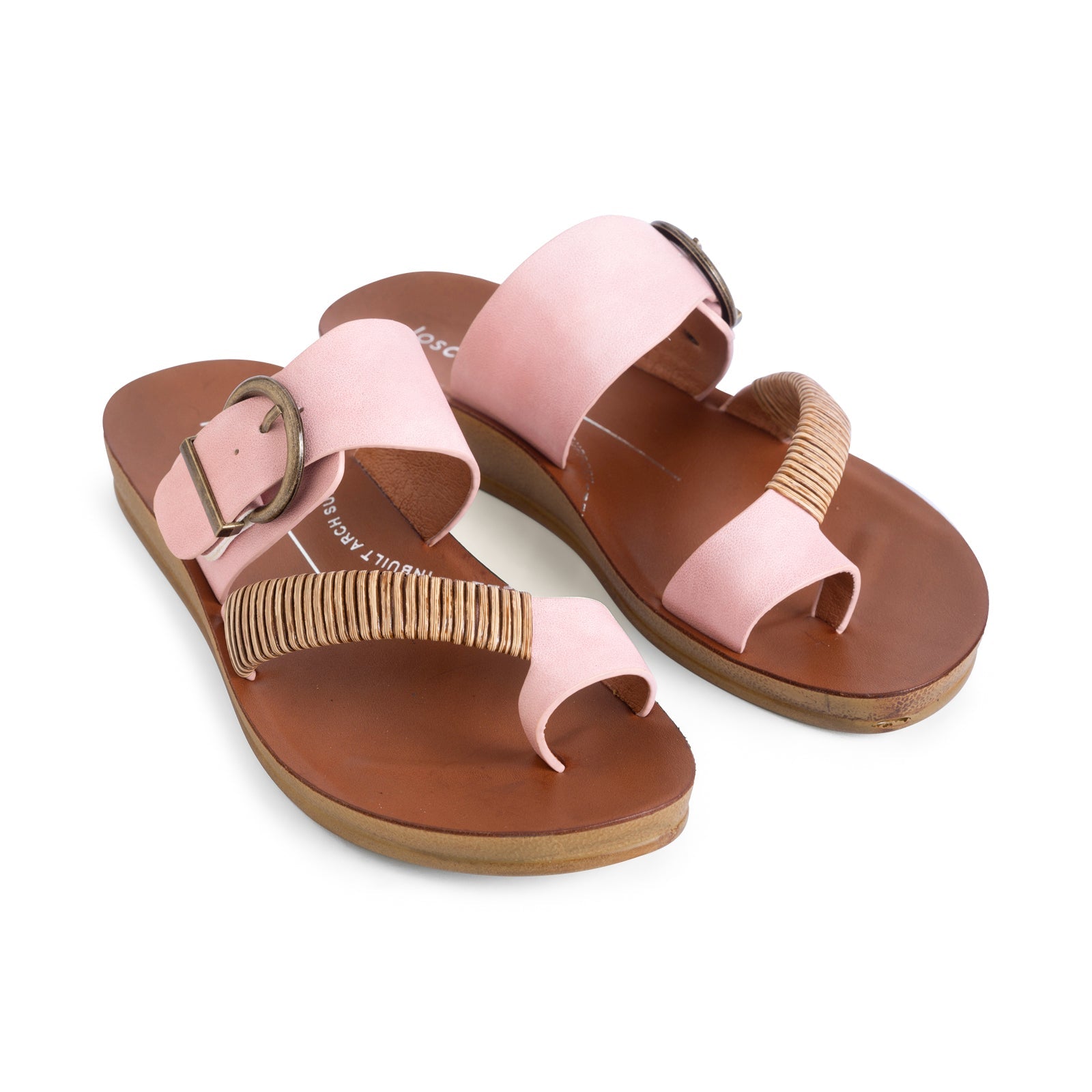 Los Cabos Bria pink slip-ons with a casual design and comfortable fit, displayed from a top view.