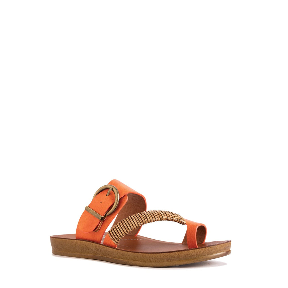 Los Cabos Bria Tangerine slip-on shoes with a vibrant orange color and casual design, displayed on a plain background.