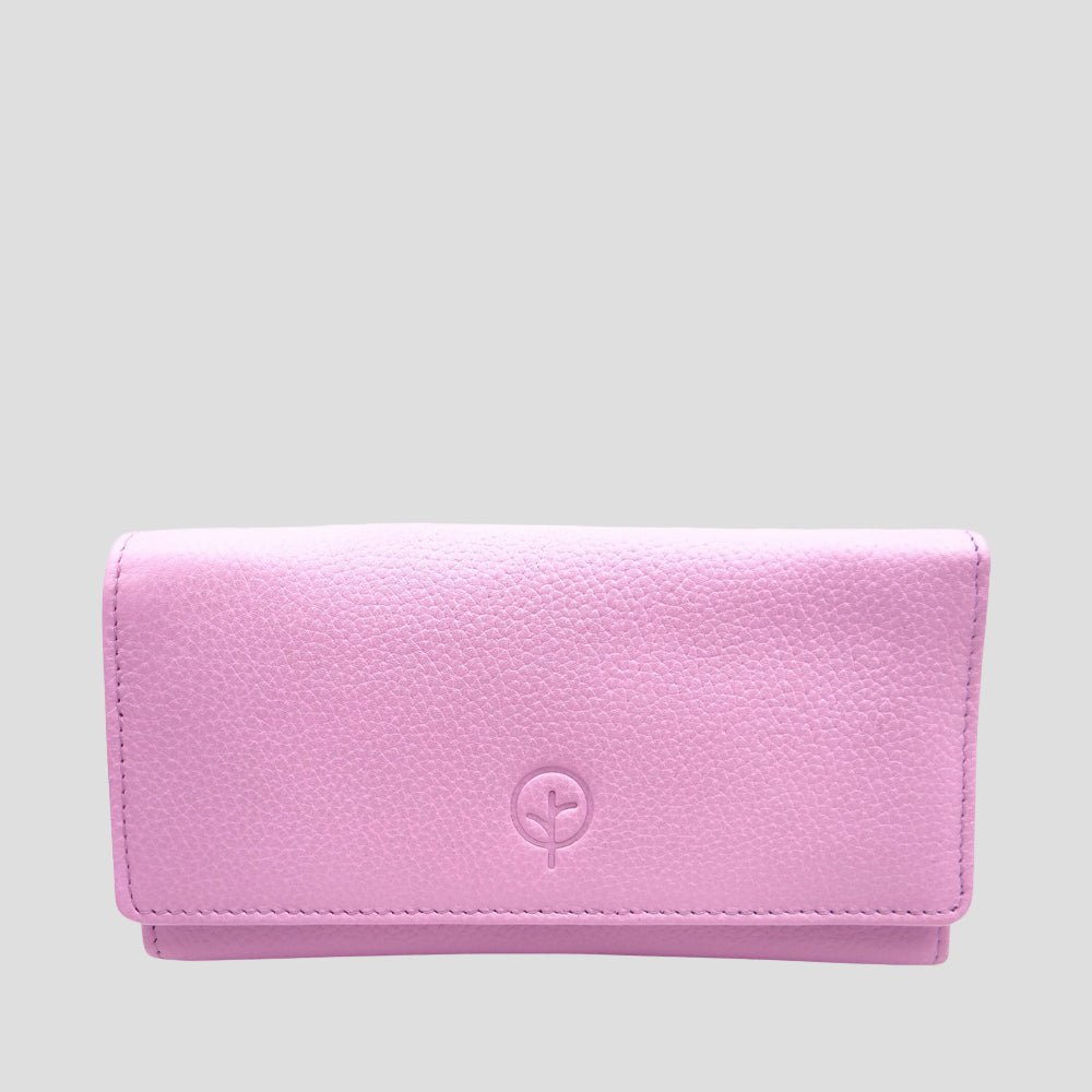Second Nature Foxglove wallet featuring a sleek leather design with floral accents and compact bi-fold style.