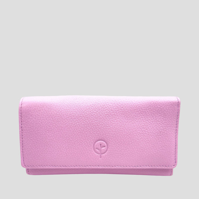 Second Nature Foxglove wallet, stylish leather wallet with floral design, featuring multiple card slots and a secure bill compartment.