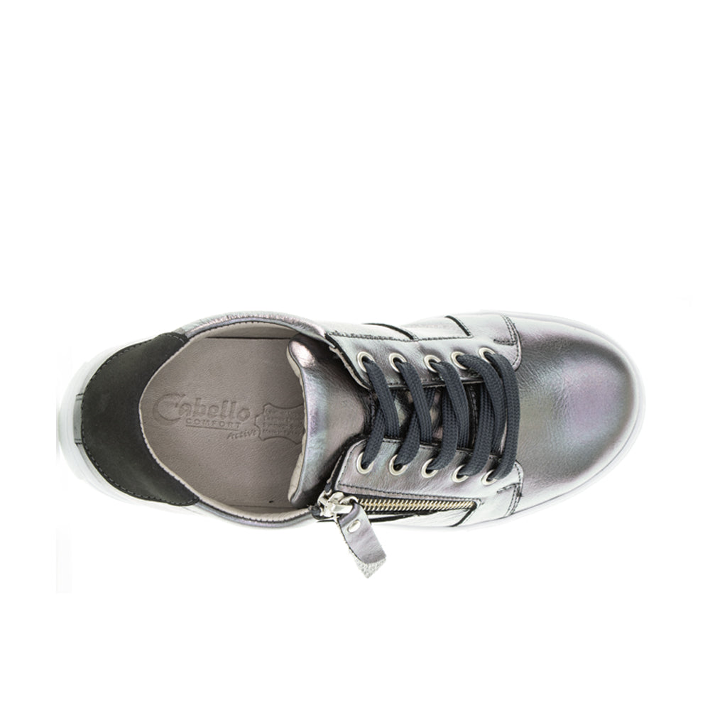 Pair of Cabello CABELLO EG520 sneakers in pewter, featuring sleek design and comfortable fit, shown from a side angle.