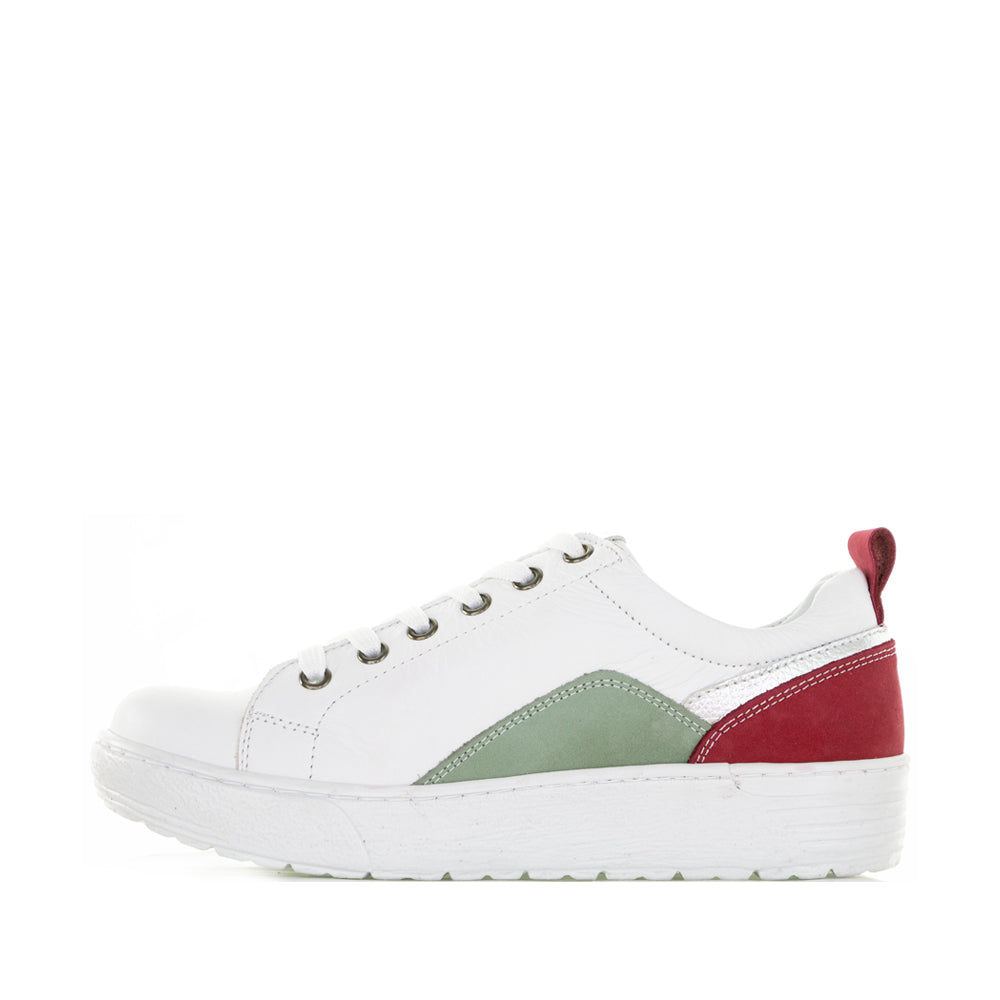 White mint Cabello EG22 sneakers with clean design and stylish laces, showcasing a modern athletic shoe appearance.