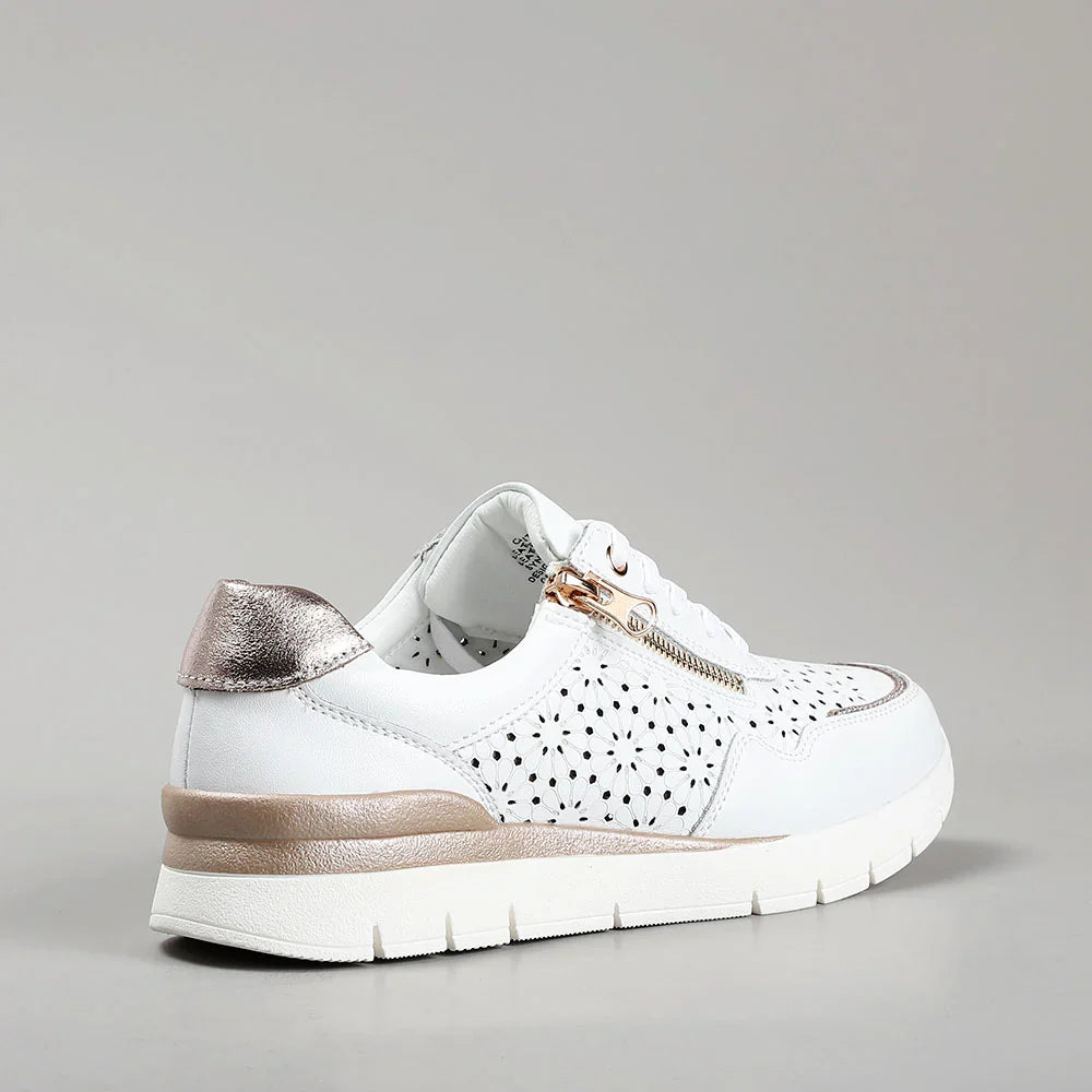 CC RESORTS Caitlyn White Champagne sneakers with stylish white design and casual comfort, perfect for everyday wear.