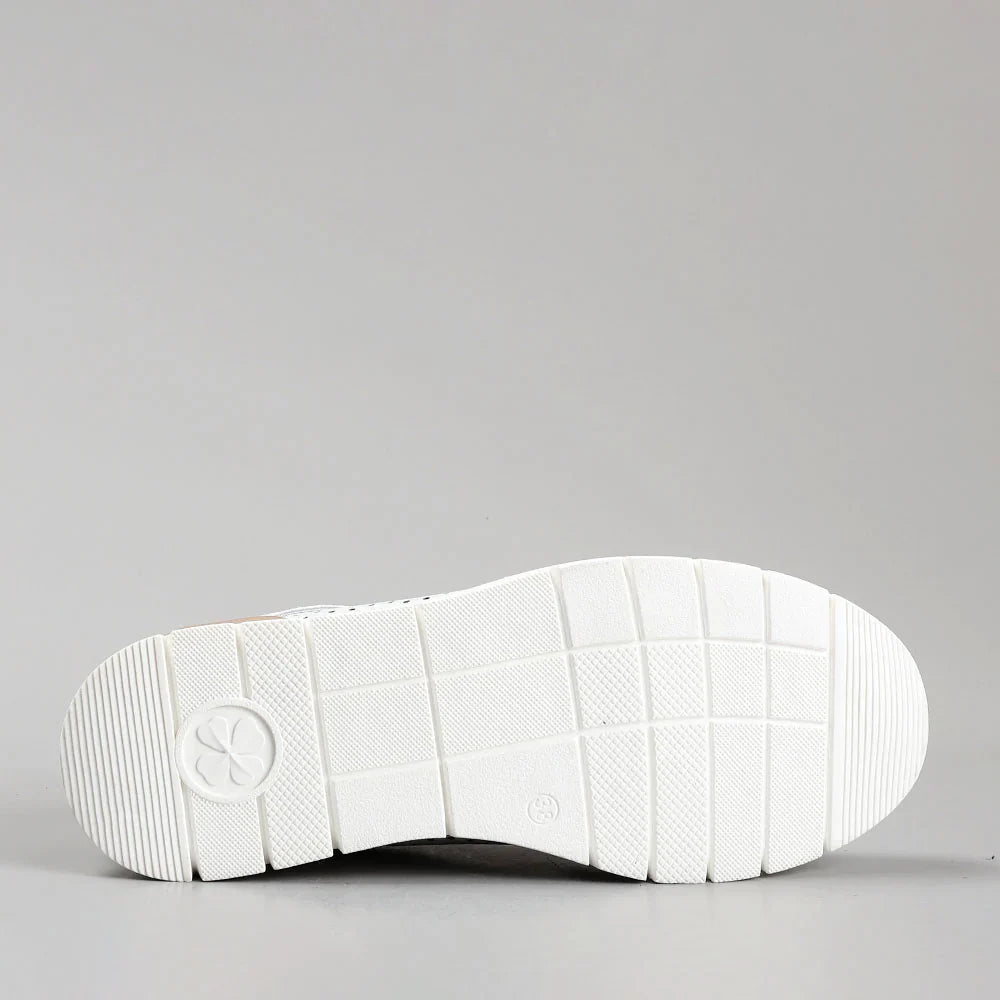 CC RESORTS Caitlyn white champagne sneakers with stylish design and rubber sole, perfect for casual wear and summer outfits.
