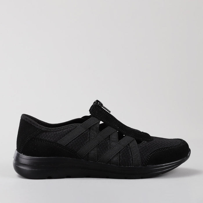 Black Callum casual shoes by CC Resorts, showcasing a side view of the stylish, comfortable footwear.