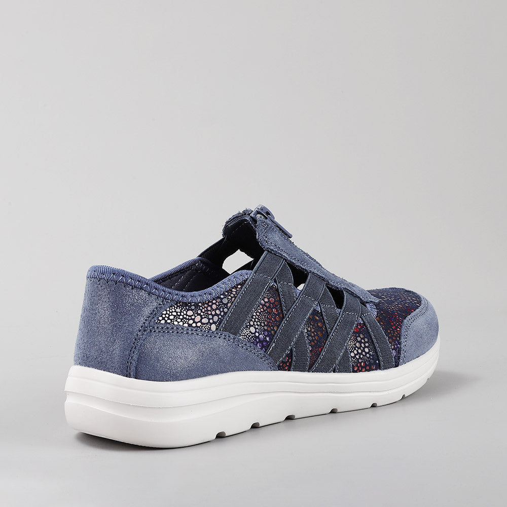 CC Resorts Callum denim casual shoes with floral pattern, showcasing a comfortable and stylish footwear design.