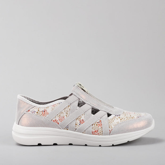CC Resorts Callum Stone Floral casual shoes featuring a floral pattern and comfortable design, shown from the side.