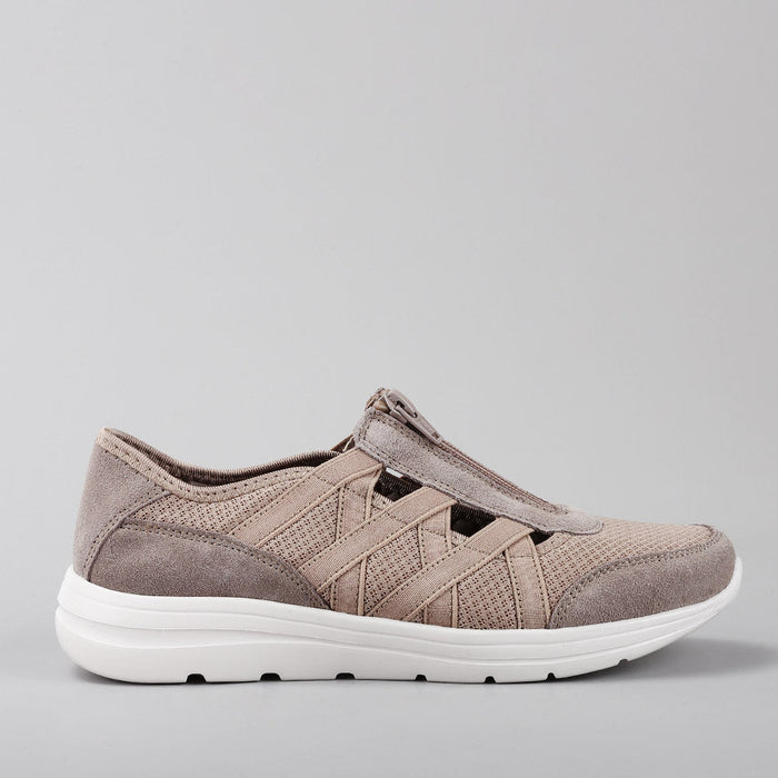 Casual CC Resorts Callum taupe shoes with side detail, featuring a comfortable design and neutral taupe color.