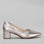 Le Sansa Carly Champagne heels with sleek side view, featuring a pointed toe and elegant ankle strap in champagne color.