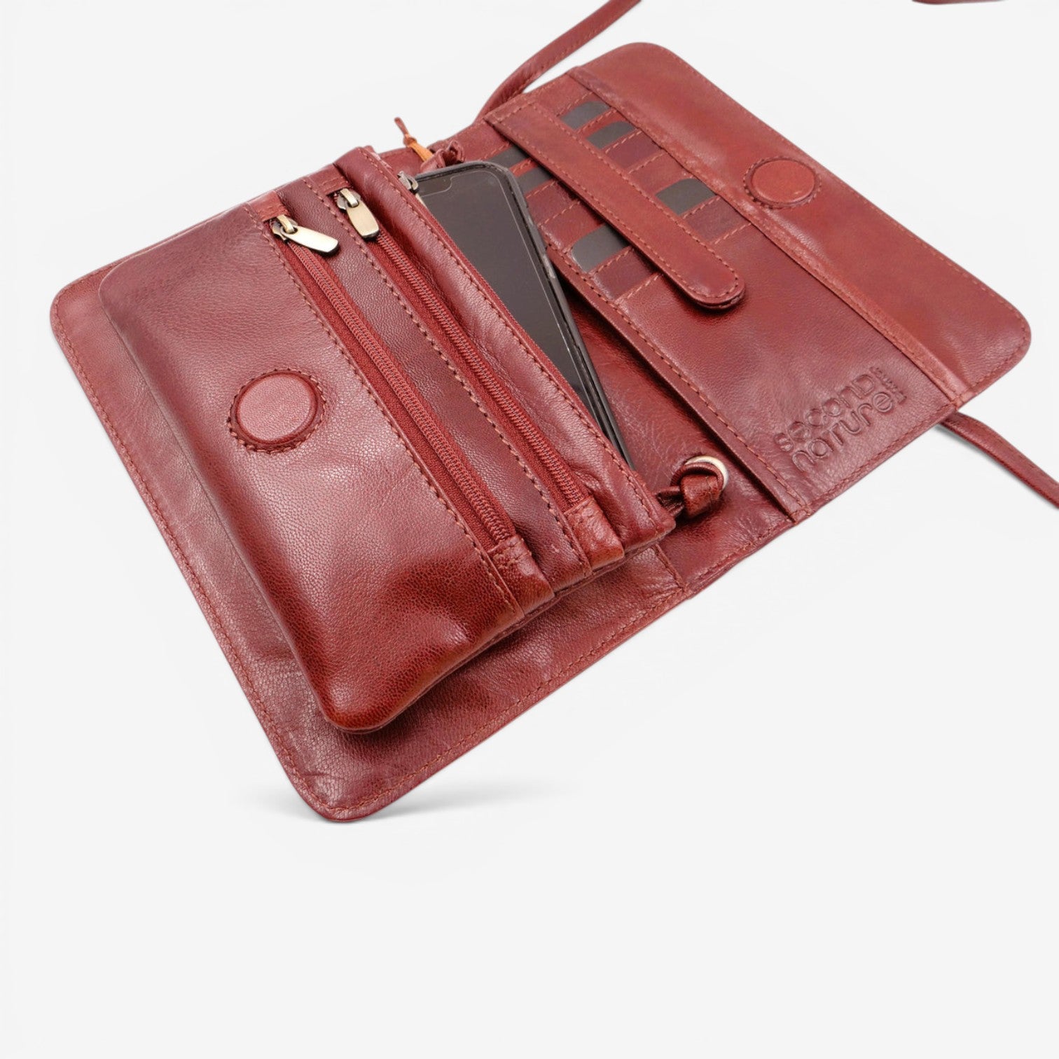 Second Nature CB4 chocolate handbag with stylish design and smooth finish, showcasing its elegant shape and rich color.