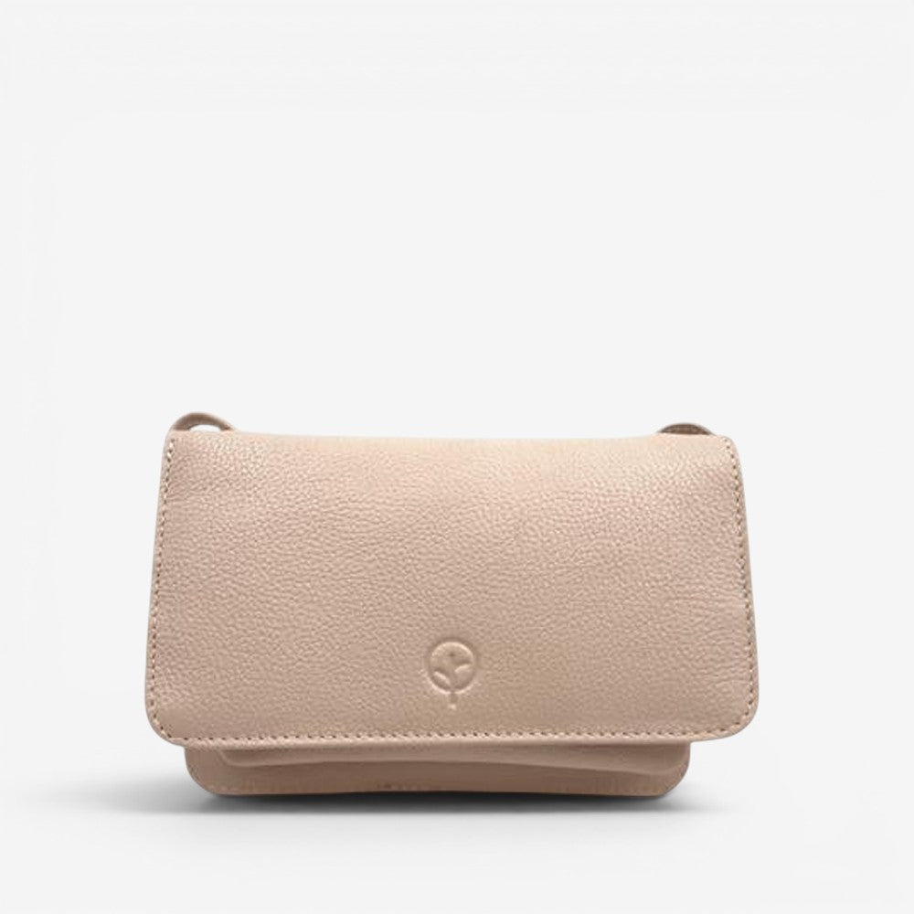 Second Nature CB4 Wild Oat handbag with textured leather and gold-tone hardware, showing front view and detailed stitching.