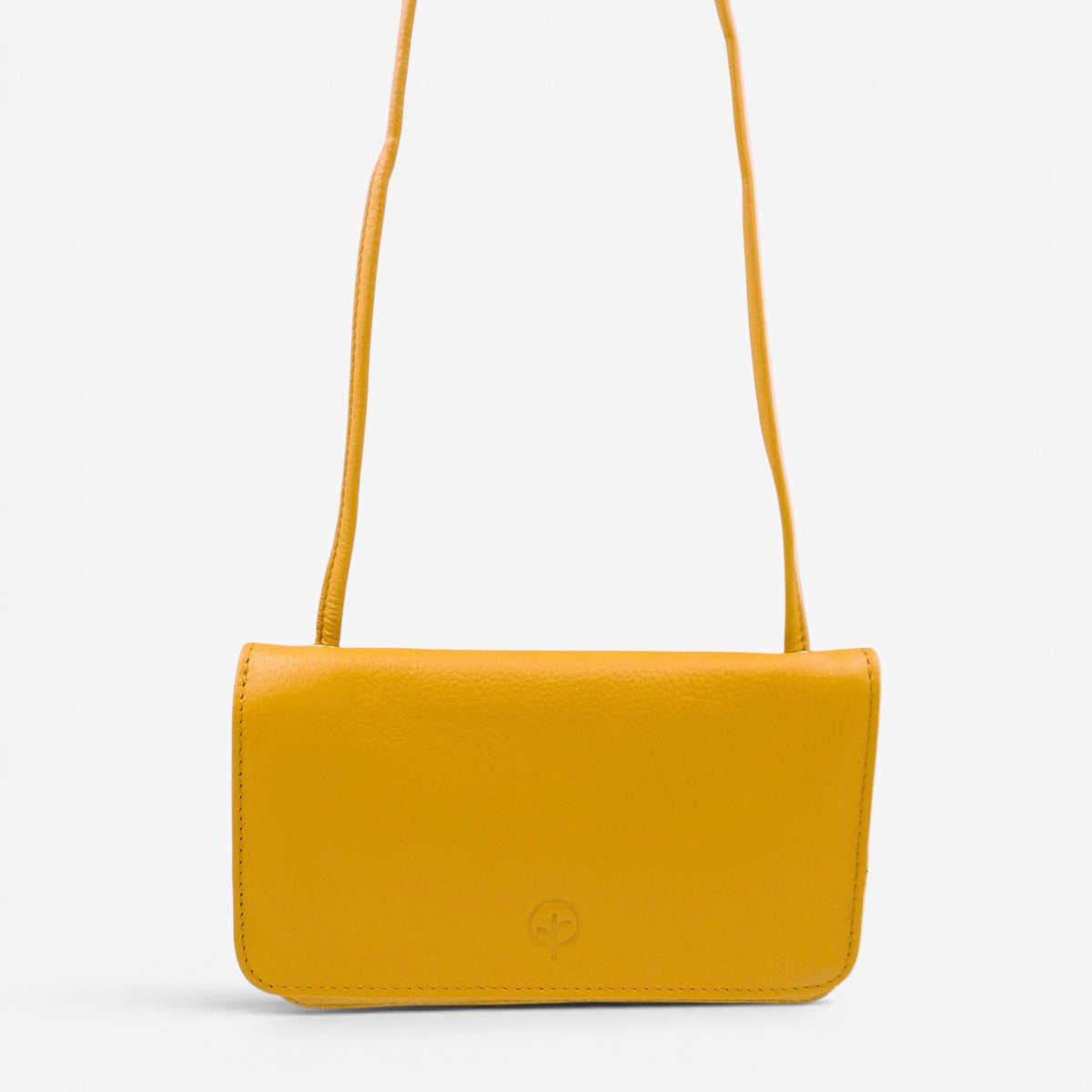 Second Nature CB4 Saffron handbag with textured leather, gold hardware, and structured design, displayed on a neutral background.