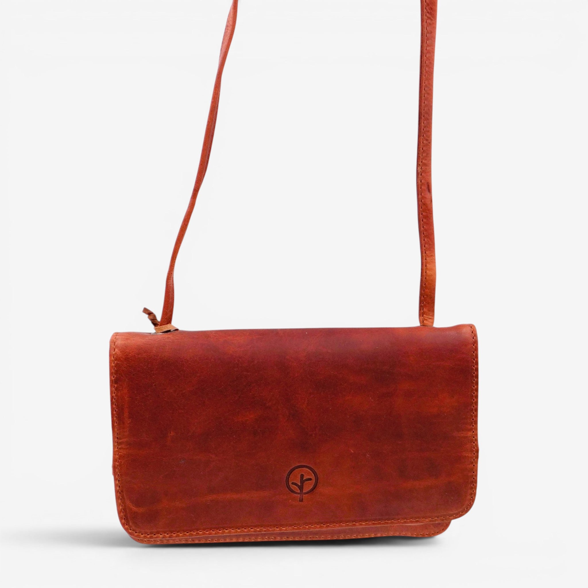 Second Nature CB4 Tan handbag with antique finish, featuring stylish leather details and a structured design.