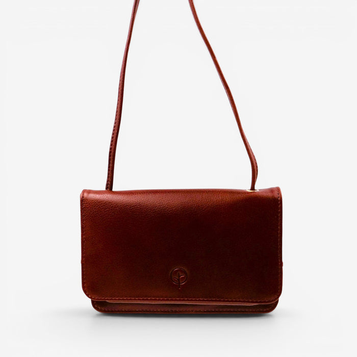 Second Nature CB4 Toffee handbag with sleek design and structured shape, featuring a smooth leather finish.