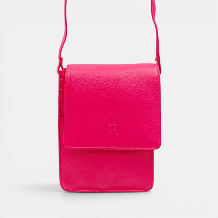 Second Nature CB6 Fuchsia handbag with a vibrant fuchsia color and sleek design, featuring a structured shape and top handles.
