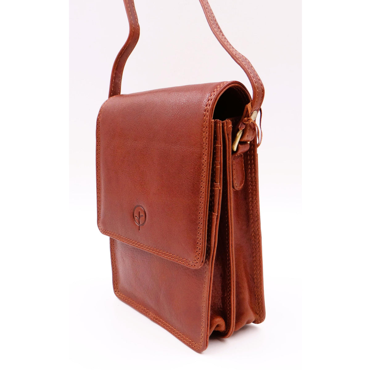 Second Nature CB6 TAN handbag with sleek design, featuring tan leather and stylish gold hardware on a neutral background.