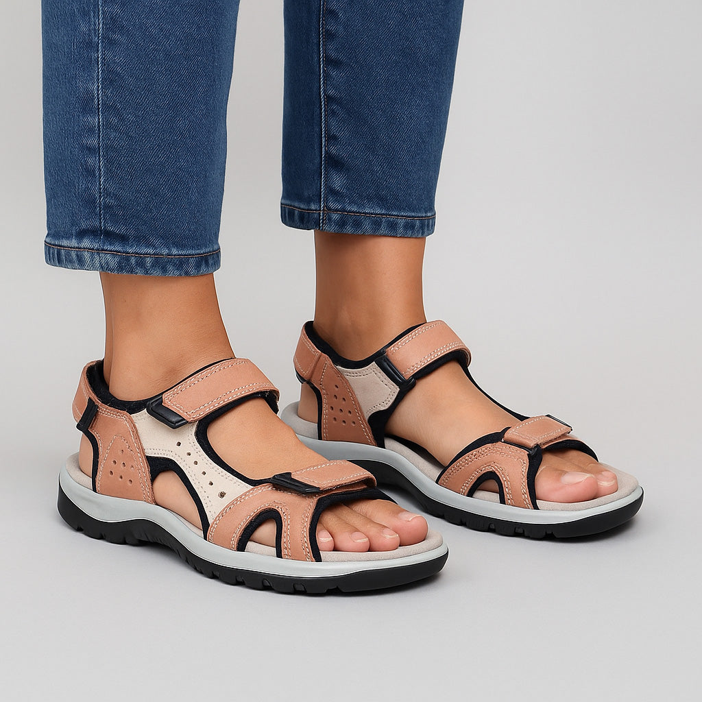 Pink CC Resorts Ekom Blush sandals with open toe design and ankle straps, perfect for casual summer wear.