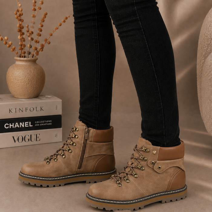 CC Resorts Grease Taupe boots featuring ankle-high design, soft taupe leather, and stylish stitching for a casual, chic look.