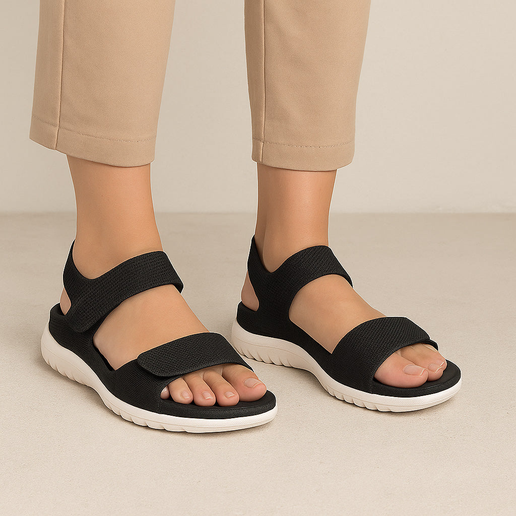 Black CC Resorts Ram sandals featuring open toes and adjustable straps, casual footwear for warm weather.
